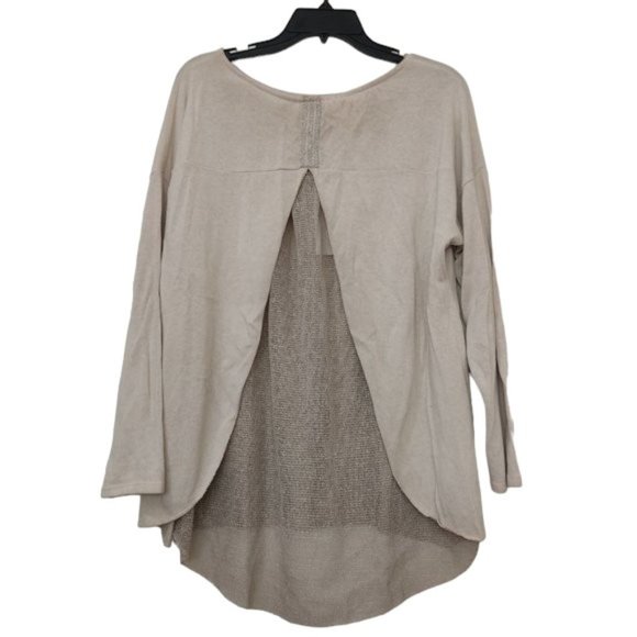 Elissia Blouse Women's Size M Beige Cursive Long Sleeve Made in Italy - Picture 3 of 16